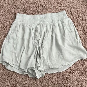 Hollister Light Green Elastic High Waist Shorts